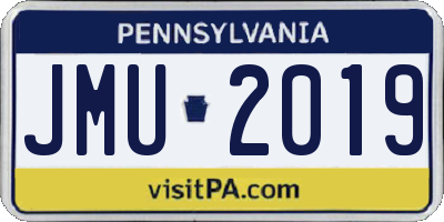 PA license plate JMU2019