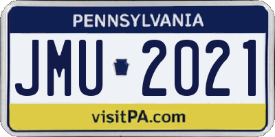 PA license plate JMU2021