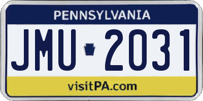 PA license plate JMU2031