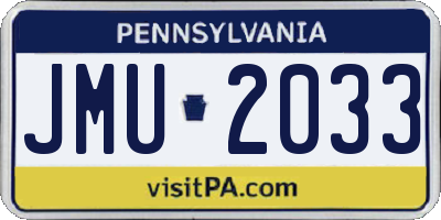 PA license plate JMU2033
