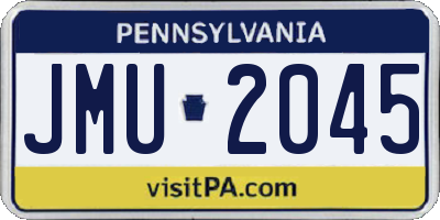 PA license plate JMU2045