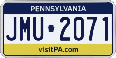 PA license plate JMU2071