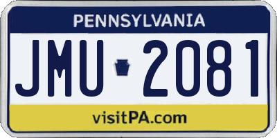 PA license plate JMU2081