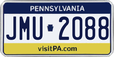 PA license plate JMU2088