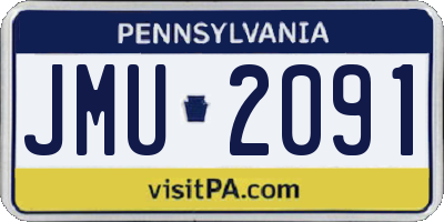 PA license plate JMU2091