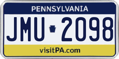 PA license plate JMU2098