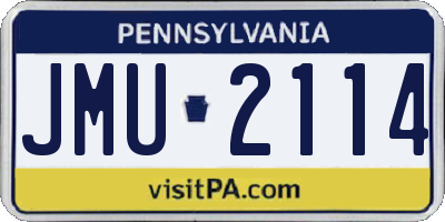 PA license plate JMU2114