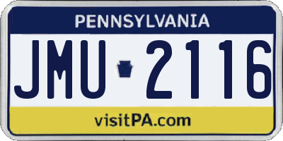 PA license plate JMU2116