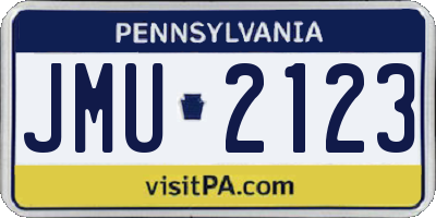 PA license plate JMU2123