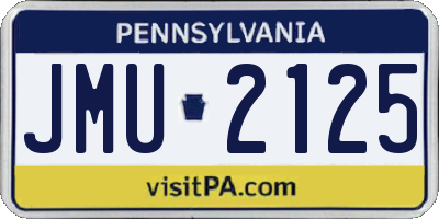 PA license plate JMU2125