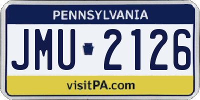 PA license plate JMU2126