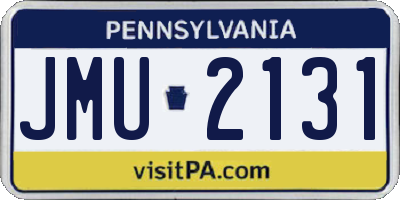 PA license plate JMU2131