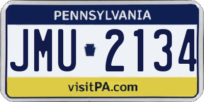 PA license plate JMU2134