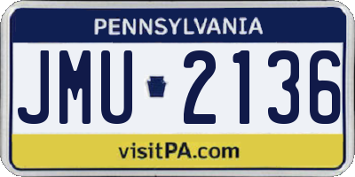 PA license plate JMU2136