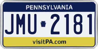 PA license plate JMU2181