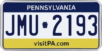 PA license plate JMU2193