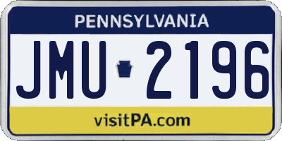 PA license plate JMU2196