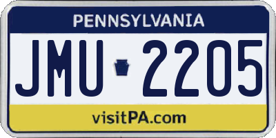 PA license plate JMU2205