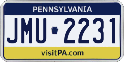 PA license plate JMU2231