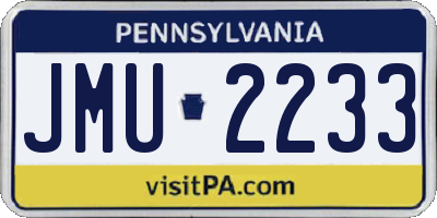 PA license plate JMU2233