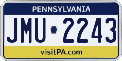 PA license plate JMU2243