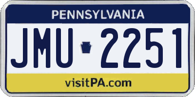 PA license plate JMU2251