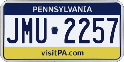 PA license plate JMU2257