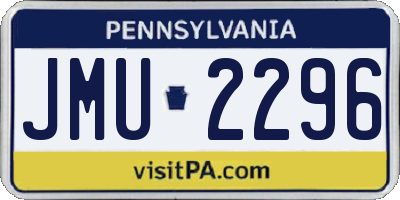 PA license plate JMU2296