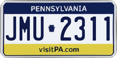 PA license plate JMU2311