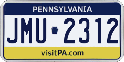 PA license plate JMU2312