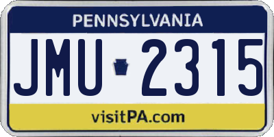 PA license plate JMU2315