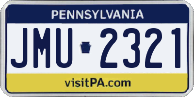 PA license plate JMU2321
