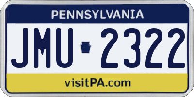 PA license plate JMU2322