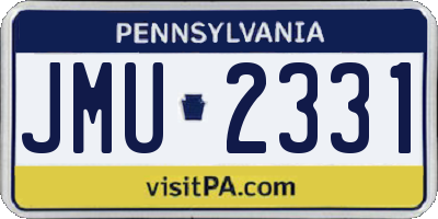 PA license plate JMU2331