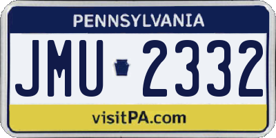 PA license plate JMU2332