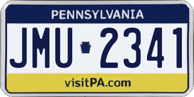 PA license plate JMU2341