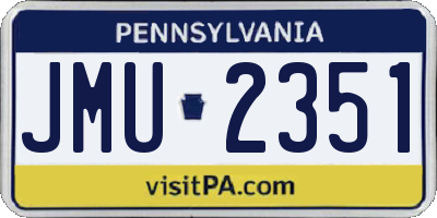 PA license plate JMU2351