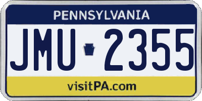 PA license plate JMU2355