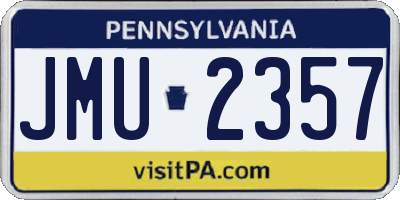 PA license plate JMU2357