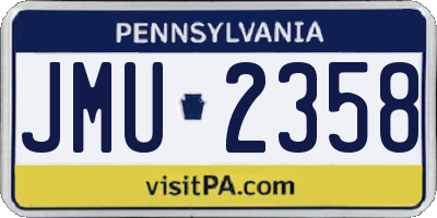 PA license plate JMU2358
