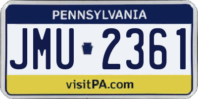 PA license plate JMU2361