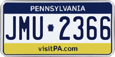 PA license plate JMU2366
