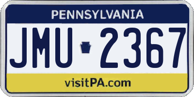 PA license plate JMU2367