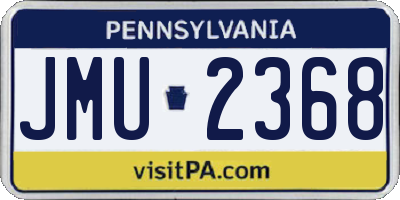 PA license plate JMU2368