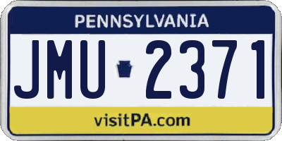 PA license plate JMU2371