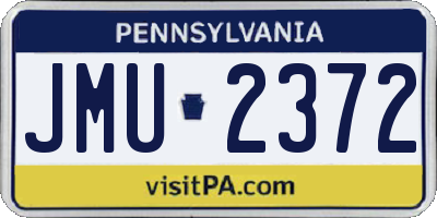 PA license plate JMU2372
