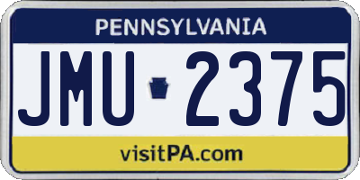 PA license plate JMU2375