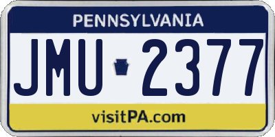 PA license plate JMU2377