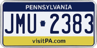 PA license plate JMU2383