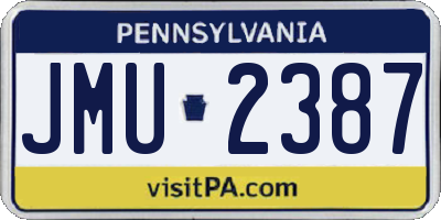 PA license plate JMU2387